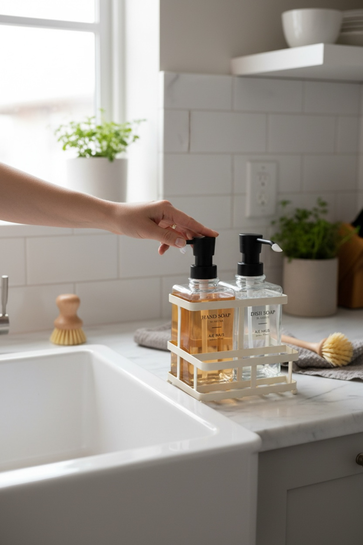 Nero Metal Standlı 2’li Sıvı Sabunluk Seti –500 ml Banyo ve Mutfak Dispenseri